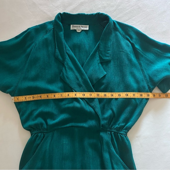 VTG Danny & Nicole New York | Teal Green Collared Dress w/ Big Pockets | Size 8 - Picture 10 of 16